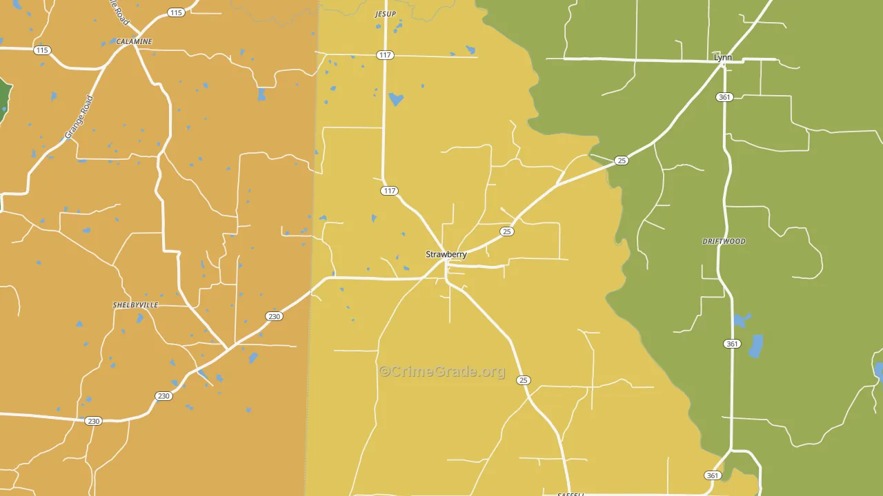 Strawberry, AR Map of Assault Rates