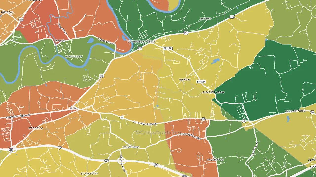 Strawberry Plains, TN Map of Assault Rates