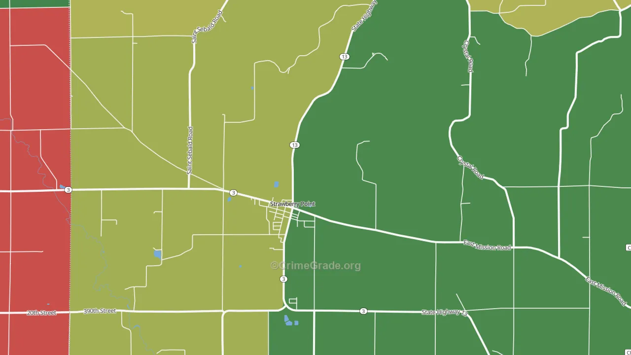 Strawberry Point, IA Map of Assault Rates
