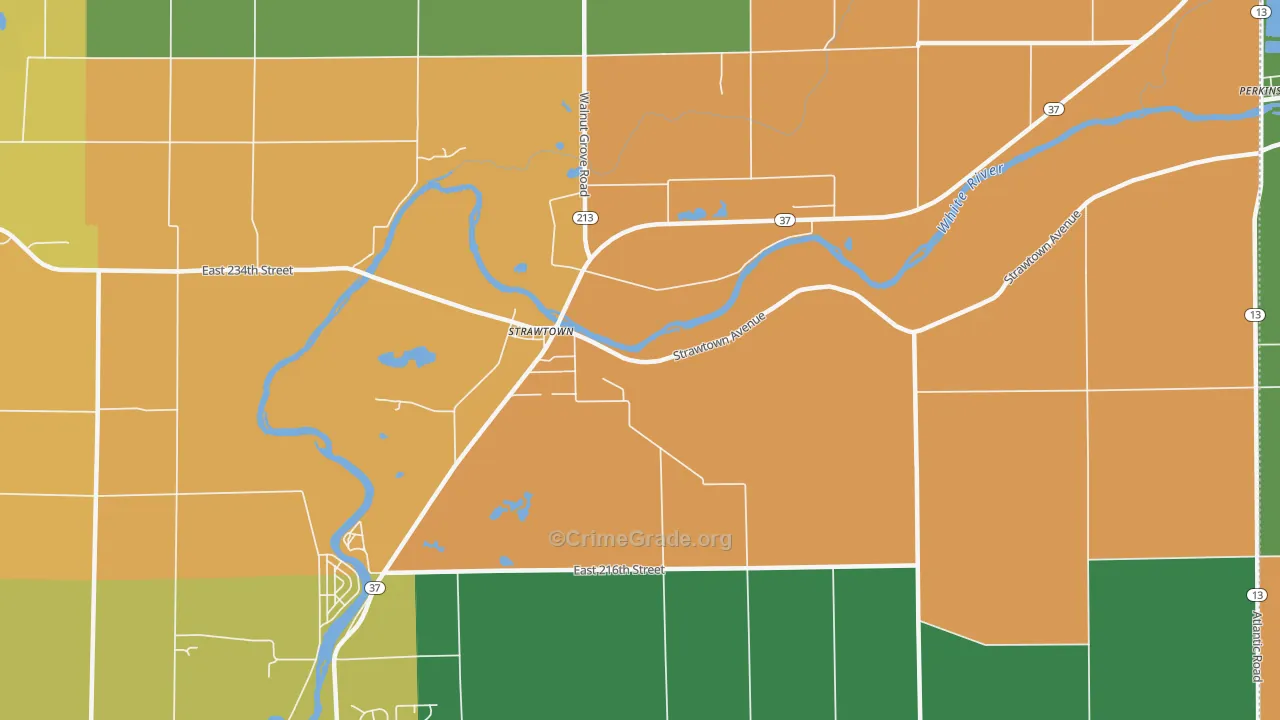 Strawtown, IN Map of Assault Rates