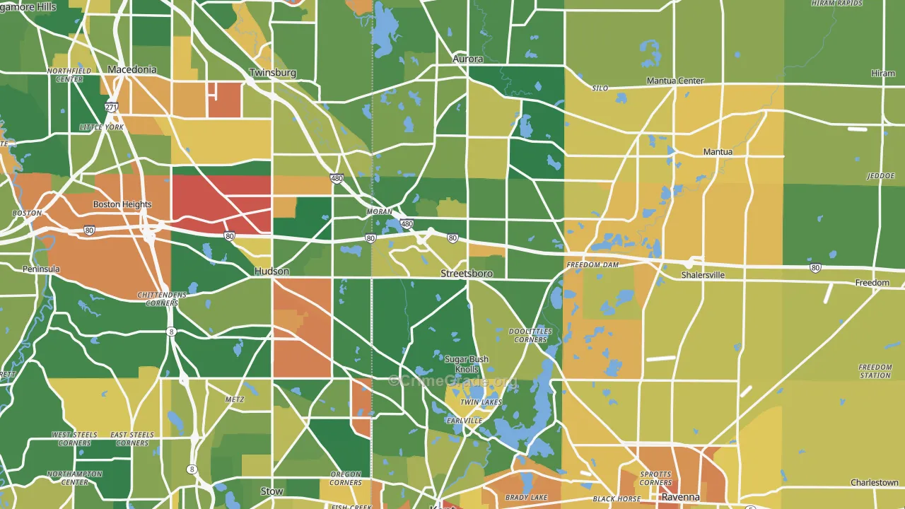 Streetsboro, OH Map of Assault Rates