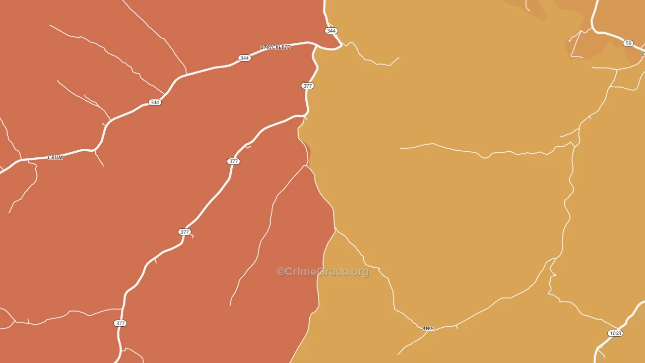 Stricklett, KY Map of Assault Rates