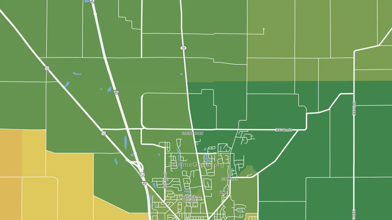Stringtown, IN Map of Assault Rates