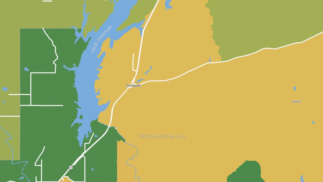 Stringtown, OK Map of Assault Rates