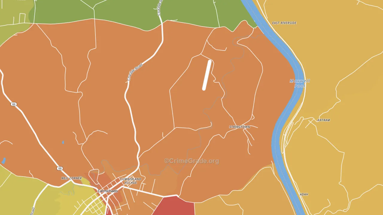 Stringtown, PA Map of Assault Rates