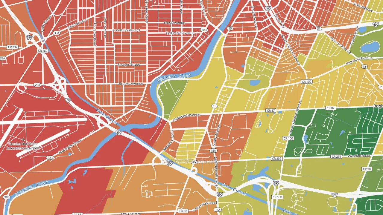 Strong, Rochester, NY Map of Assault Rates