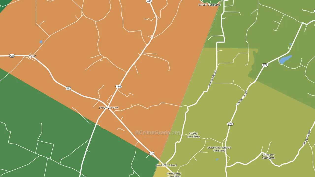 Strongstown, PA Map of Assault Rates