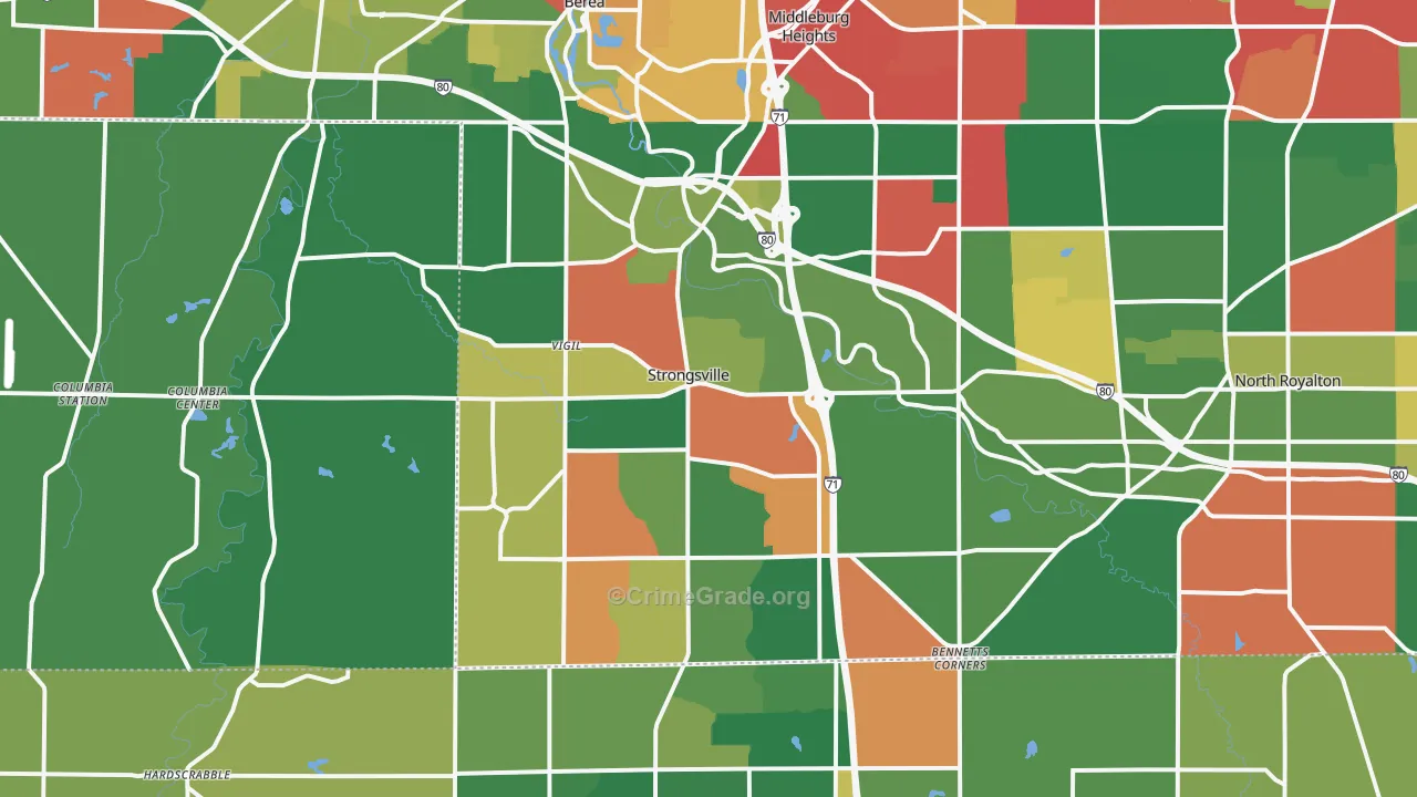 Strongsville, OH Map of Assault Rates