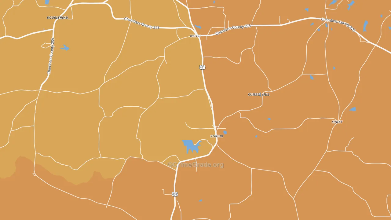 Stroud, AL Map of Assault Rates