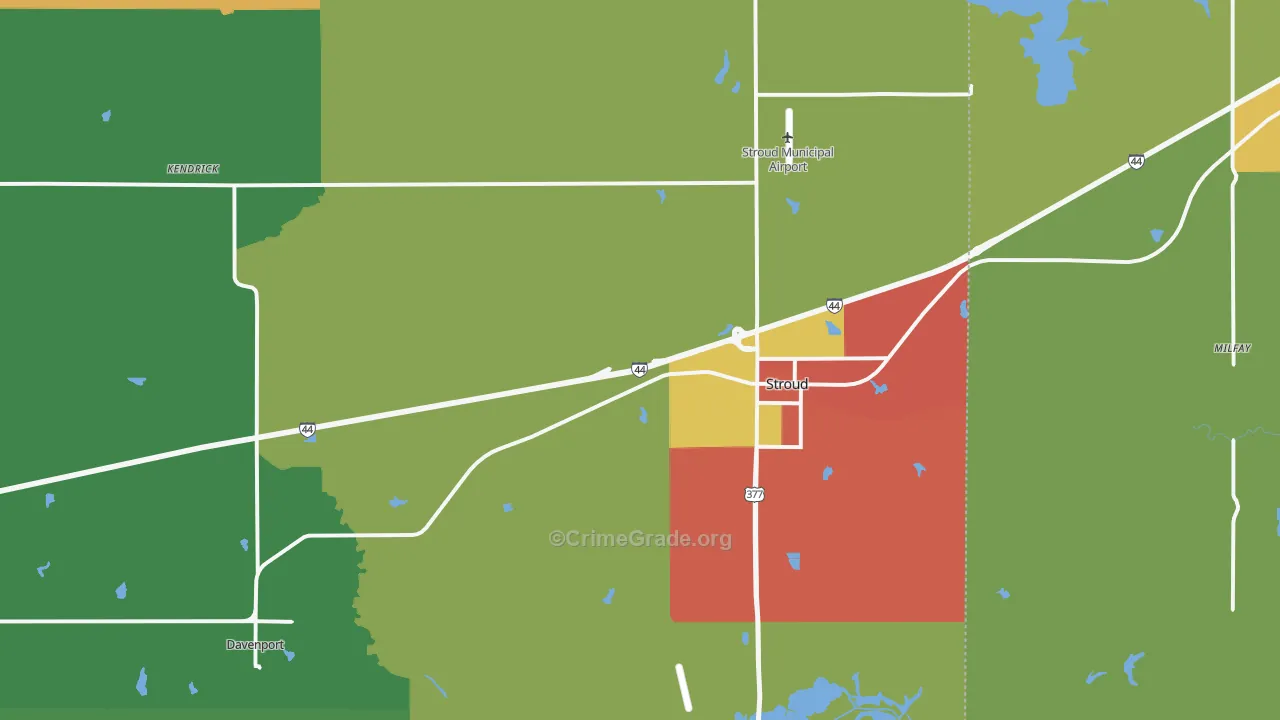 Stroud, OK Map of Assault Rates