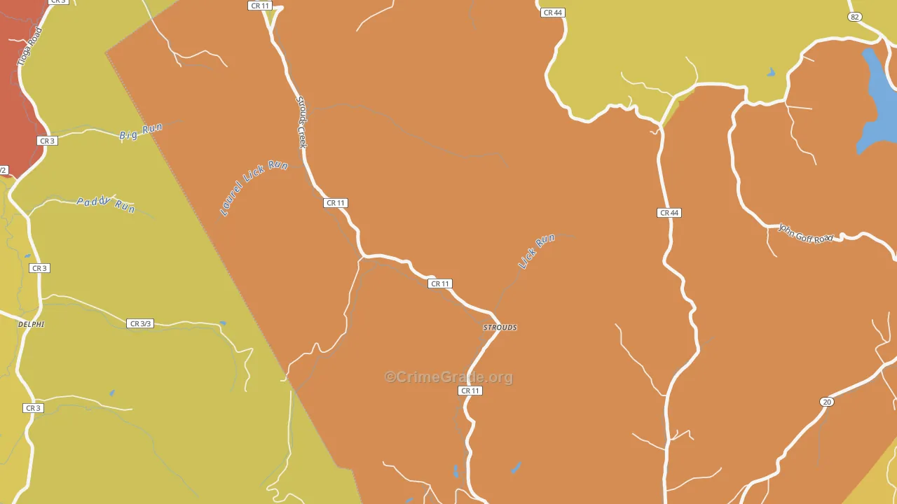 Strouds, WV Map of Assault Rates