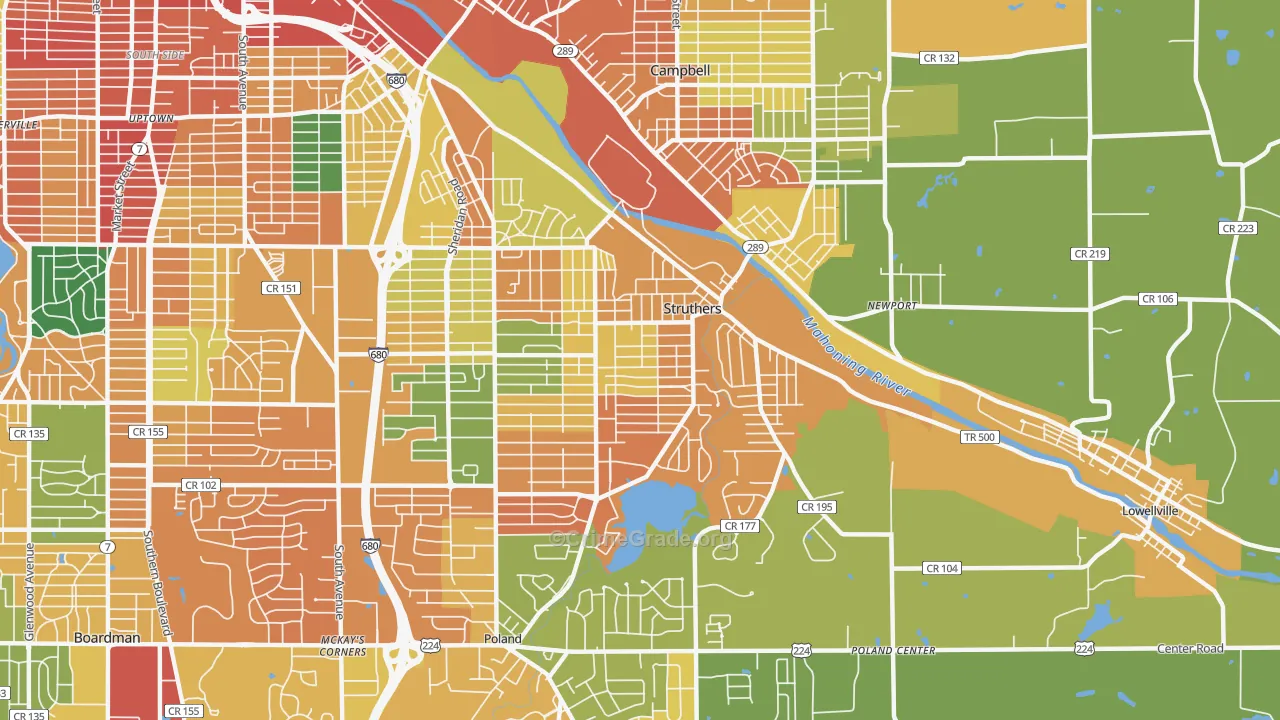 Struthers, OH Map of Assault Rates