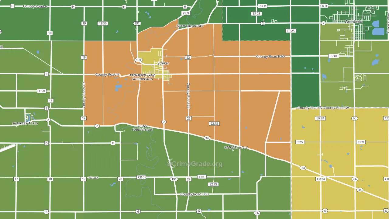 Stryker, OH Map of Assault Rates