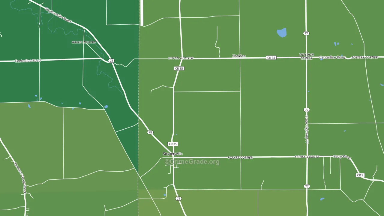 Strykersville, NY Map of Assault Rates