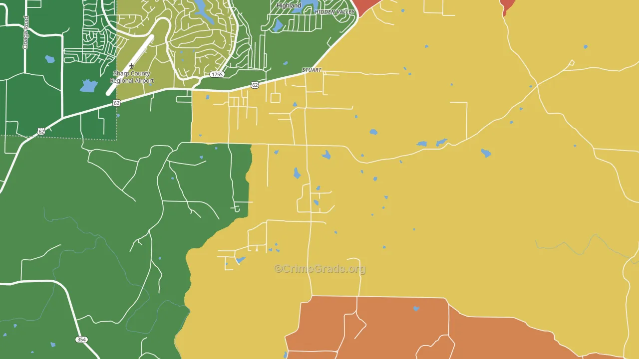 Stuart, AR Map of Assault Rates