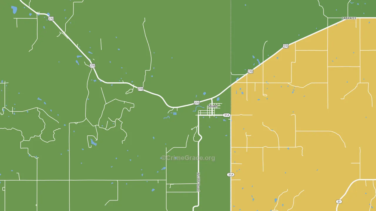 Stuart, OK Map of Assault Rates