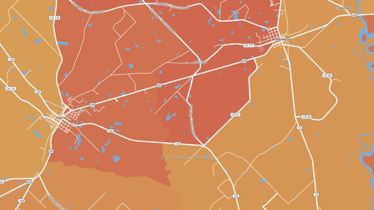 Stuckey, GA Map of Assault Rates