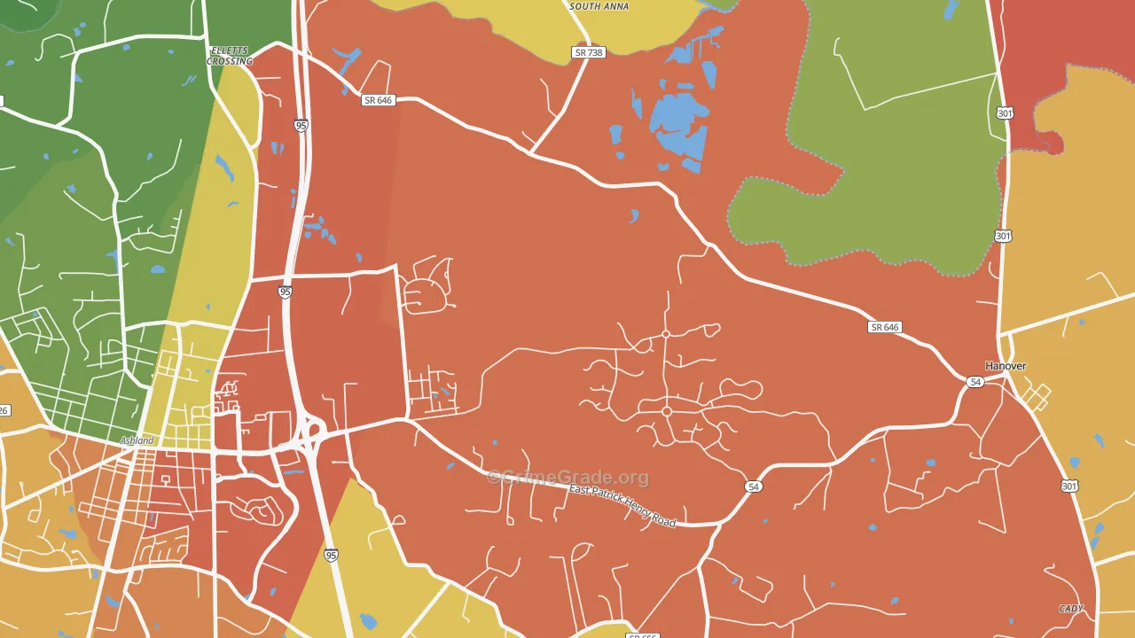 Studley, VA Map of Assault Rates