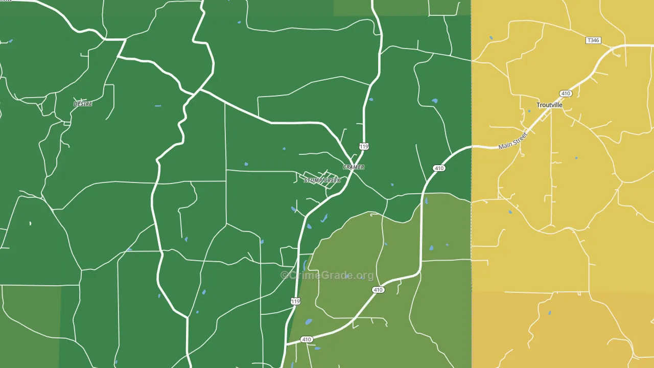 Stump Creek, PA Map of Assault Rates