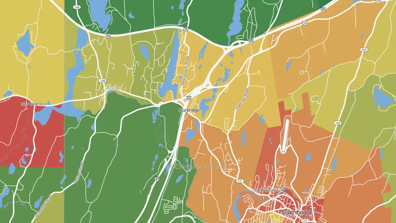 Sturbridge, MA Map of Assault Rates