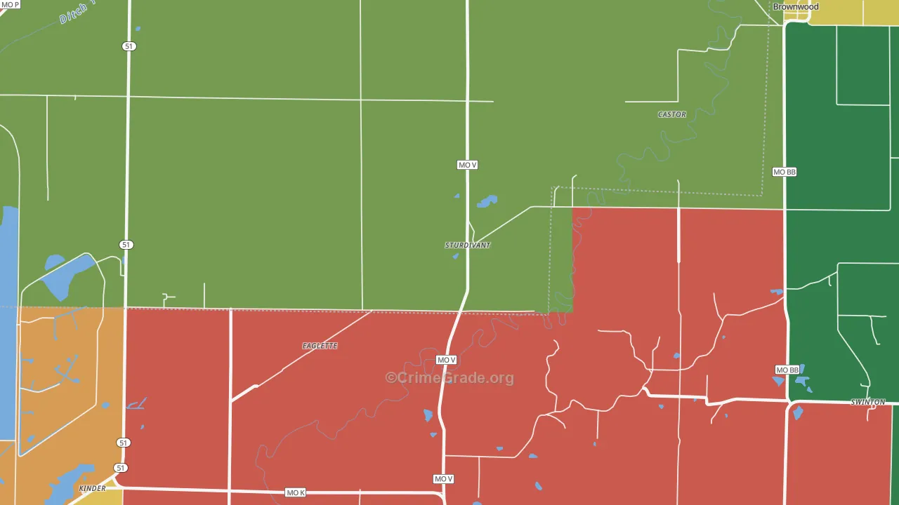 Sturdivant, MO Map of Assault Rates