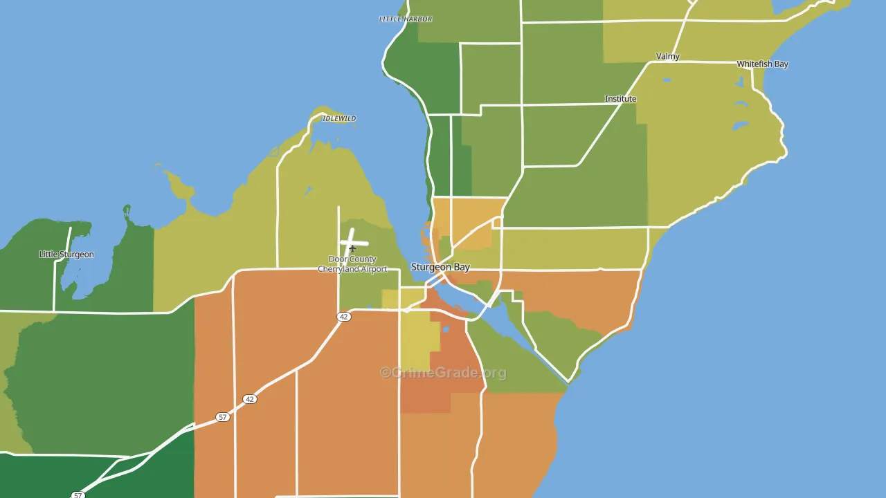 Sturgeon Bay, WI Map of Assault Rates