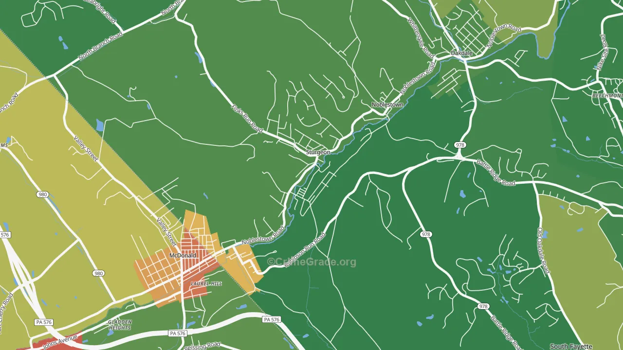 Sturgeon, PA Map of Assault Rates
