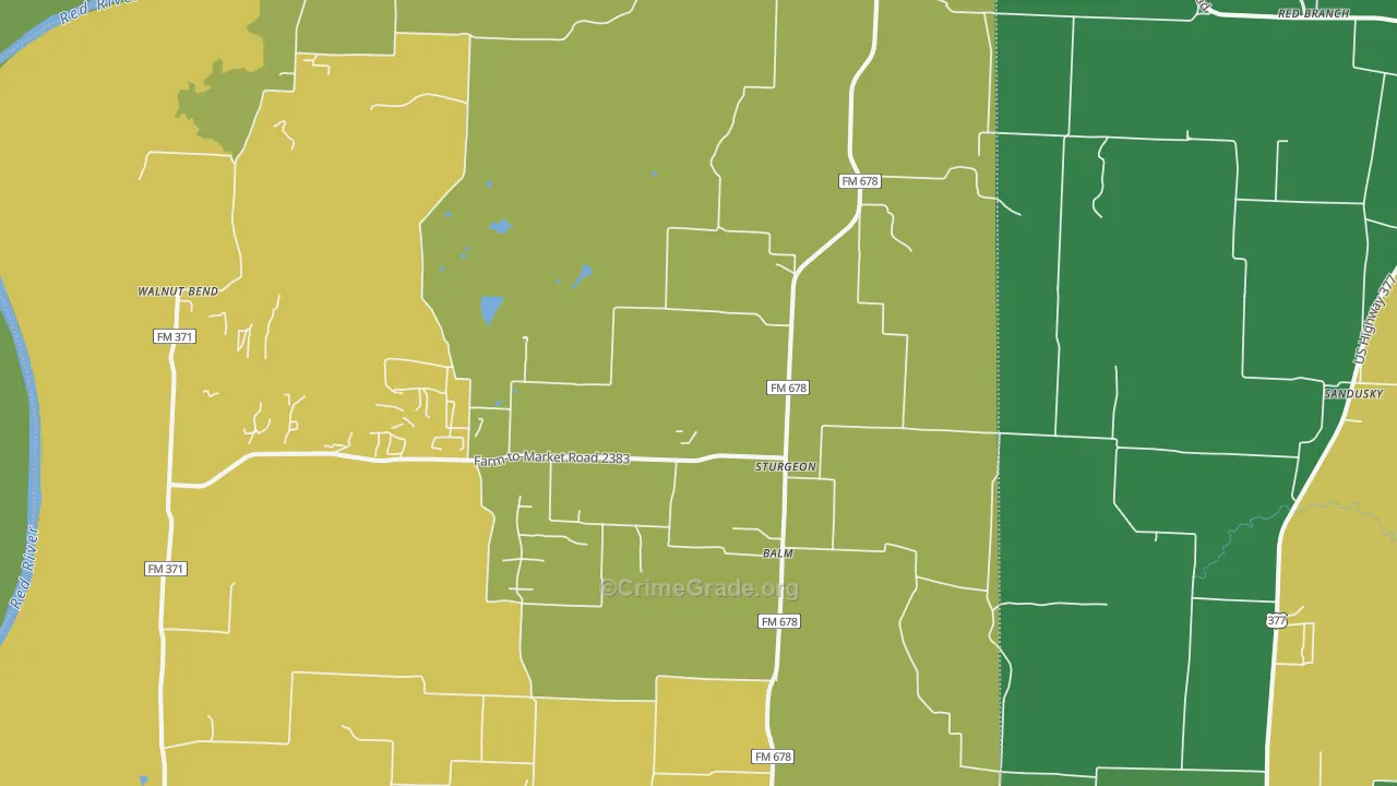 Sturgeon, TX Map of Assault Rates