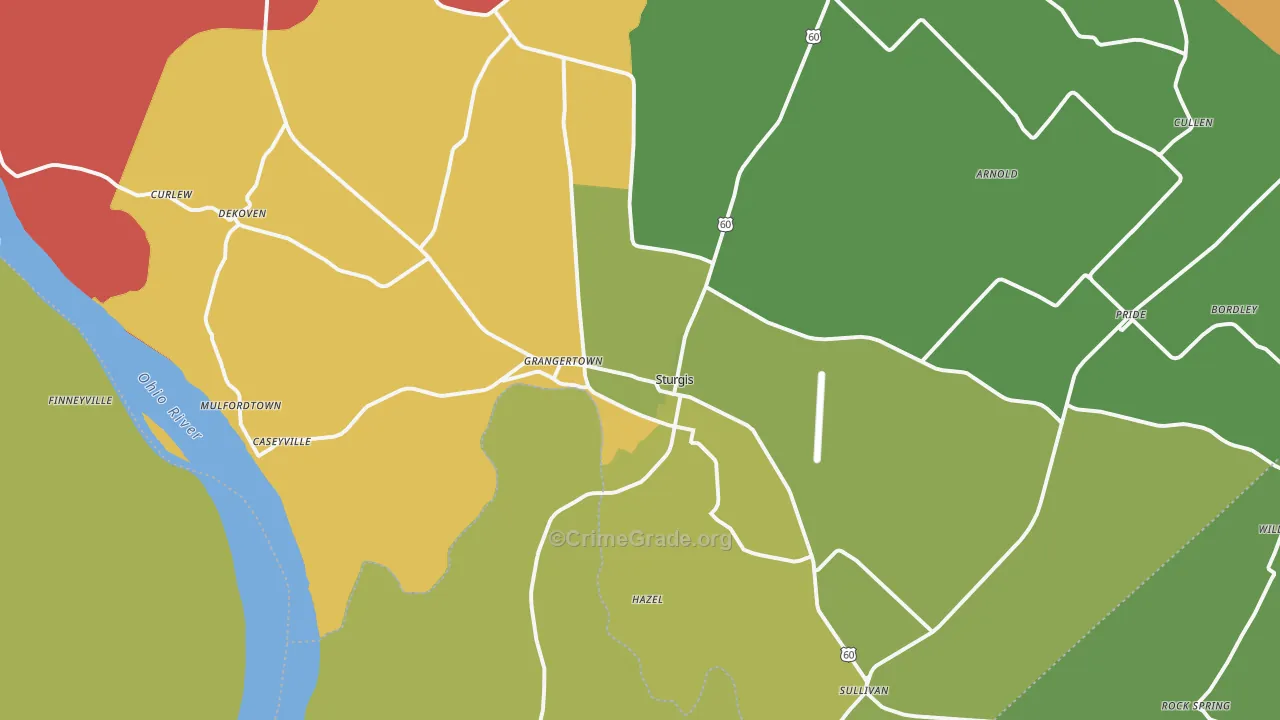 Sturgis, KY Map of Assault Rates