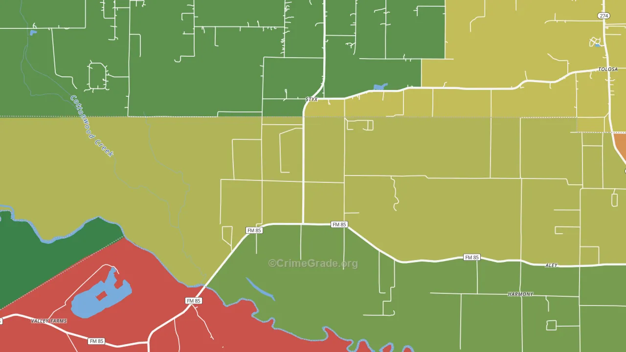 Styx, TX Map of Assault Rates