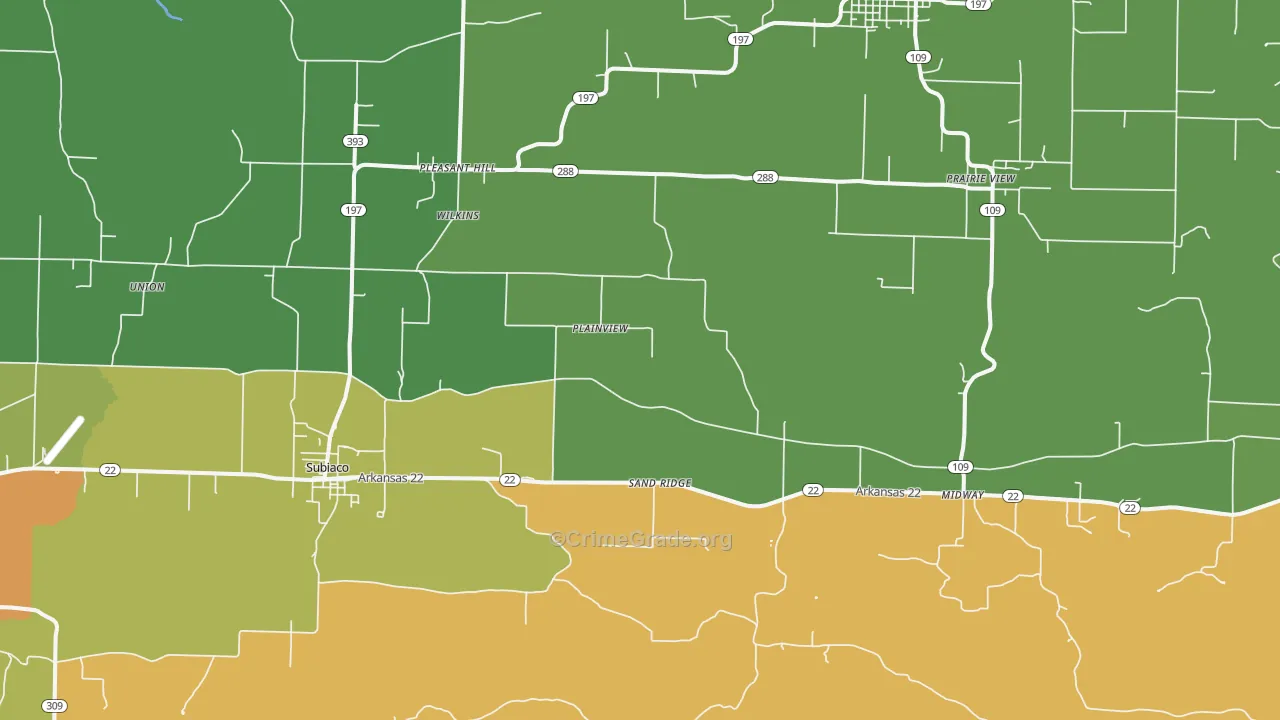 Subiaco, AR Map of Assault Rates