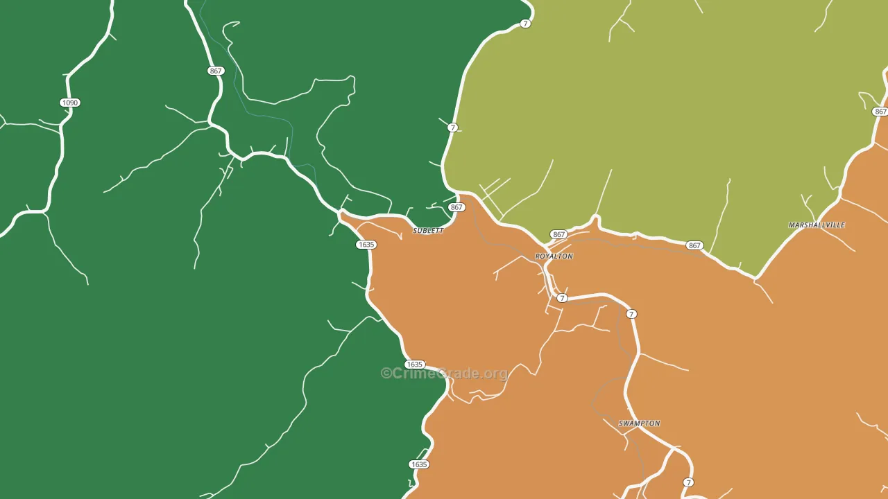 Sublett, KY Map of Assault Rates