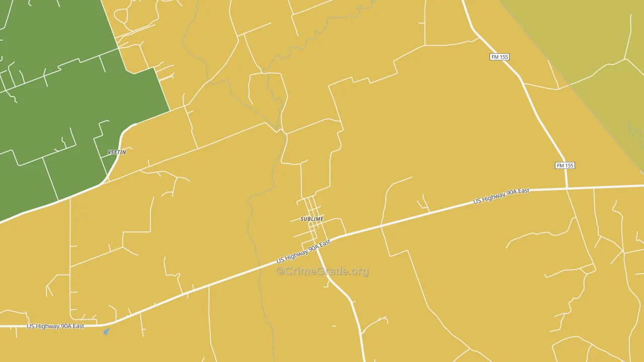 Sublime, TX Map of Assault Rates