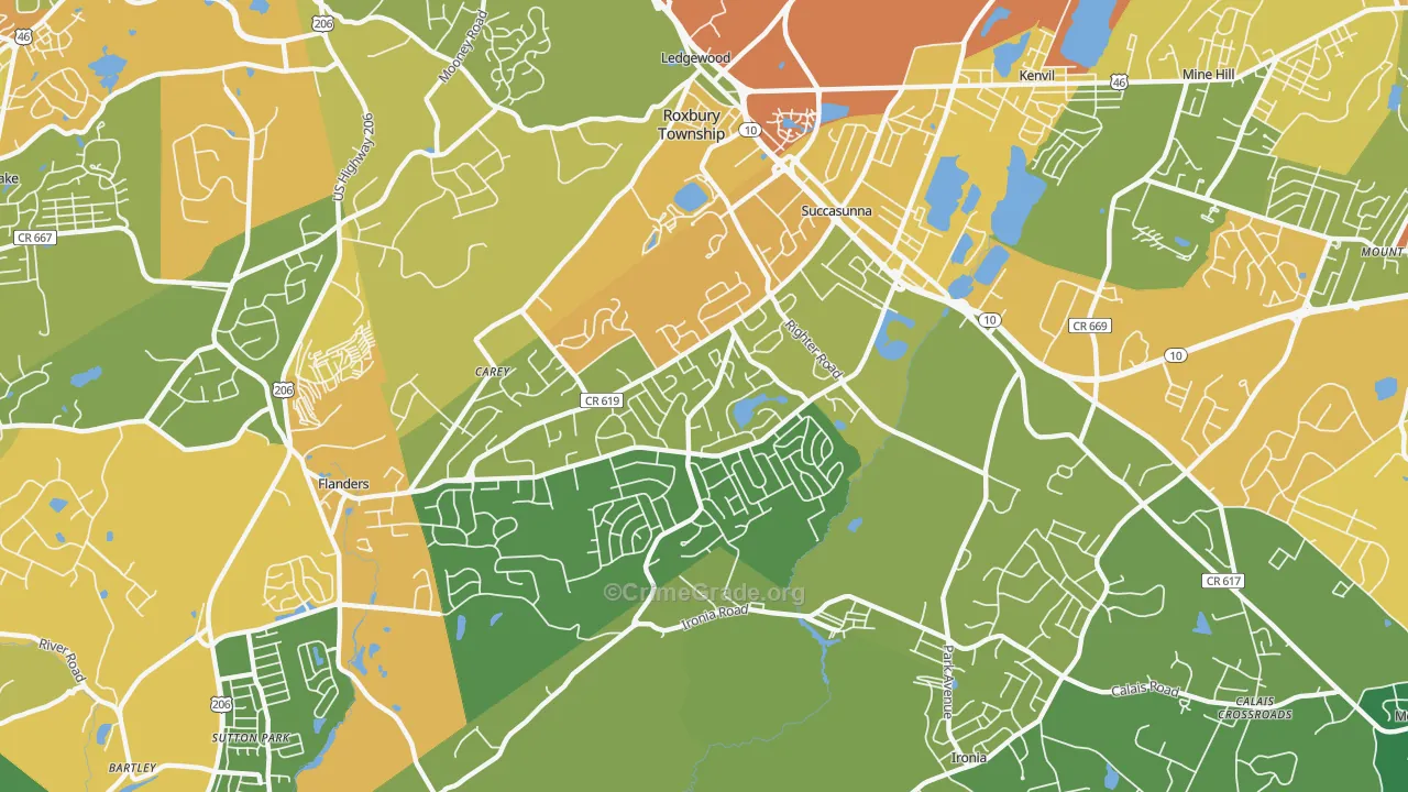 Succasunna, NJ Map of Assault Rates