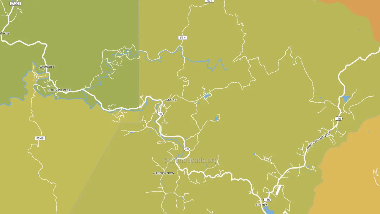 Suches, GA Map of Assault Rates