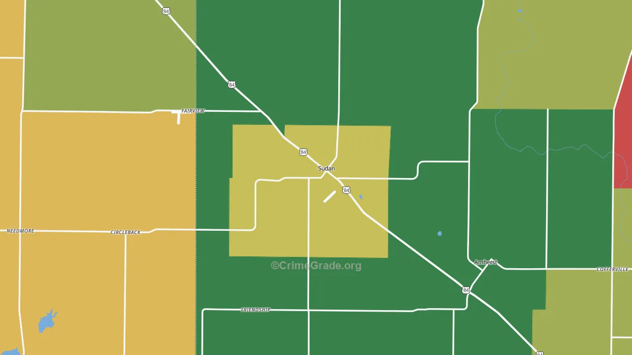 Sudan, TX Map of Assault Rates