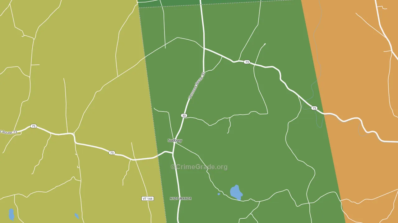 Sudbury, VT Map of Assault Rates