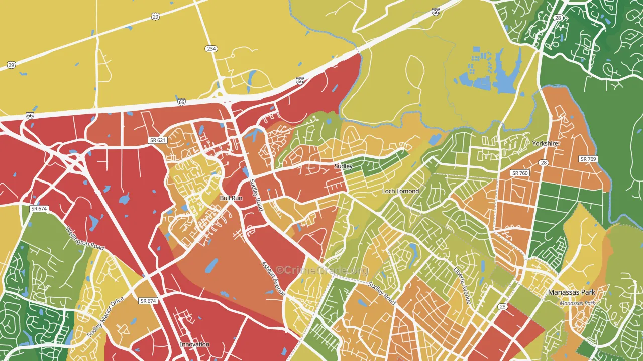 Sudley, VA Map of Assault Rates