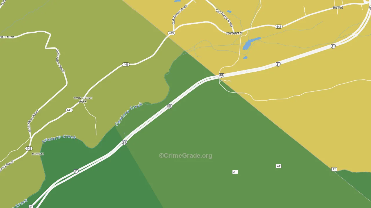 Suedburg, PA Map of Assault Rates