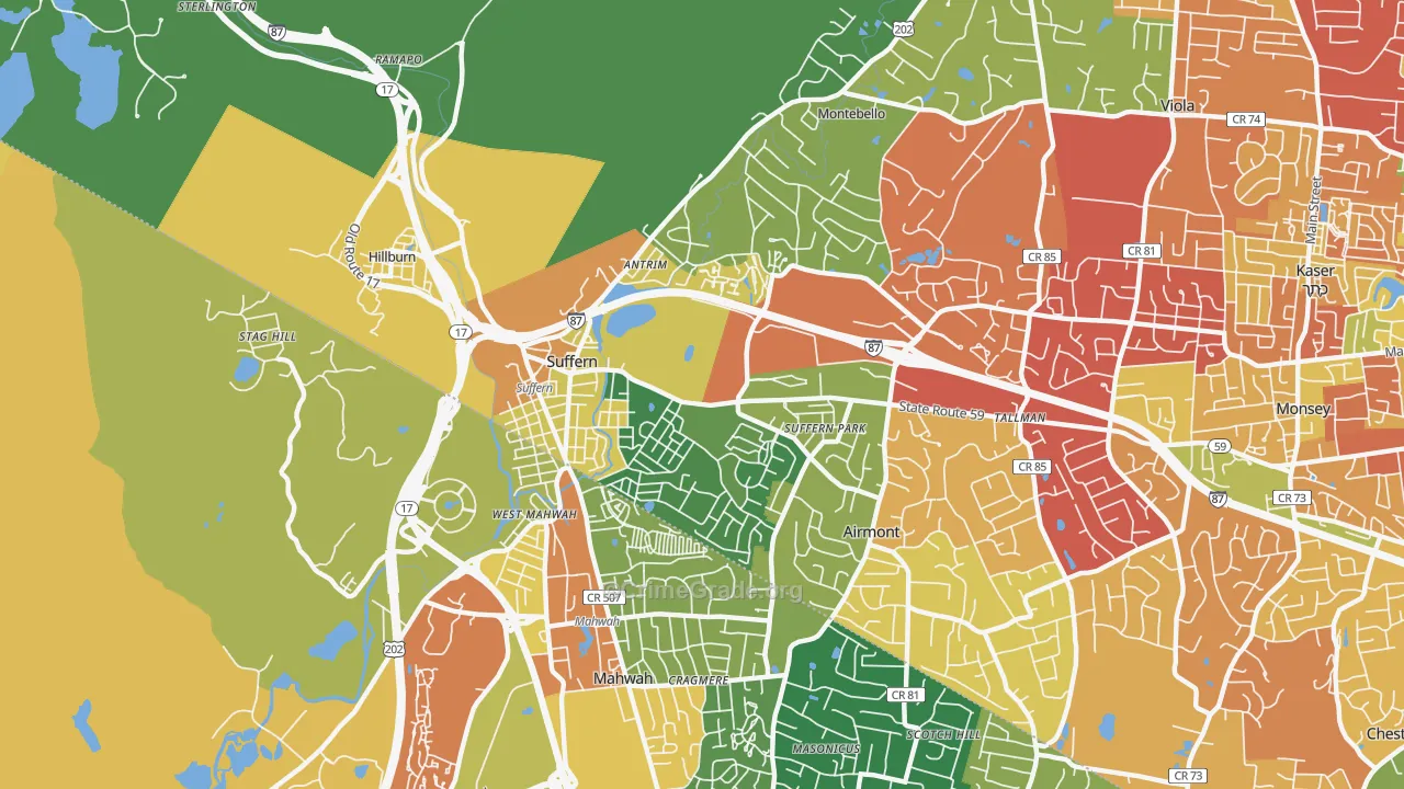 Suffern, NY Map of Assault Rates