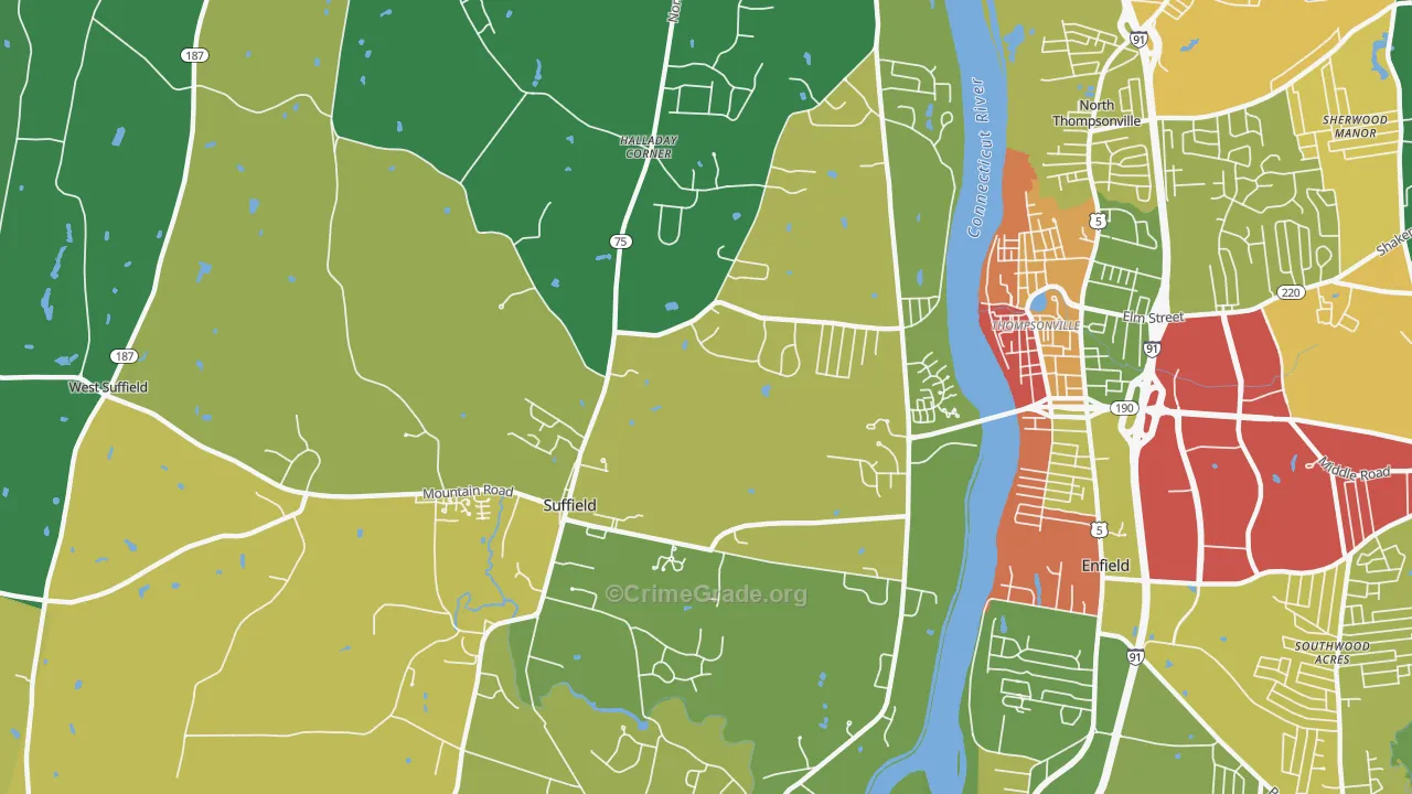 Suffield, CT Map of Assault Rates