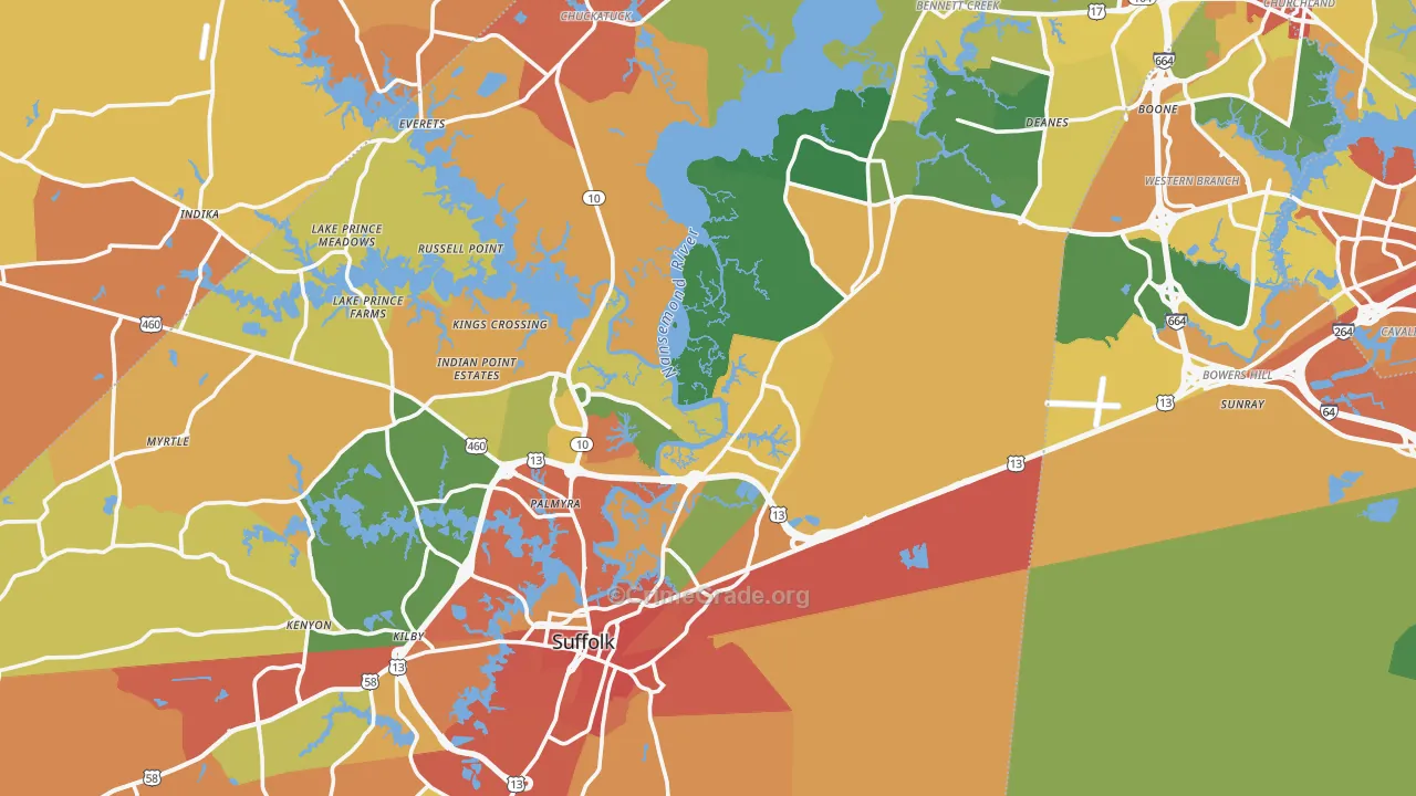 Suffolk, VA Map of Assault Rates