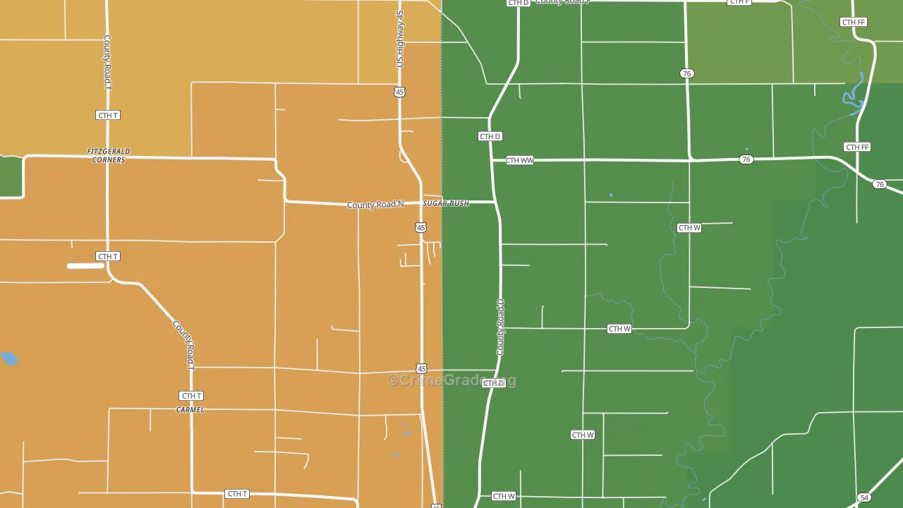 Sugar Bush, WI Map of Assault Rates