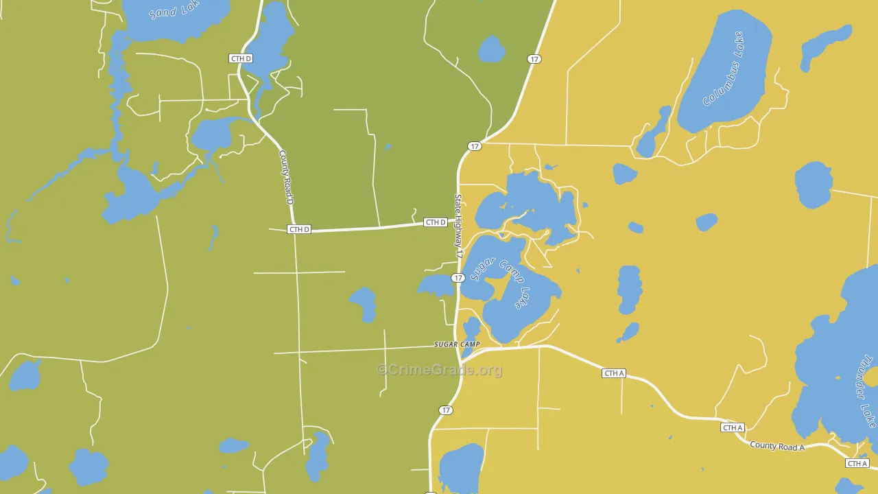 Sugar Camp, WI Map of Assault Rates