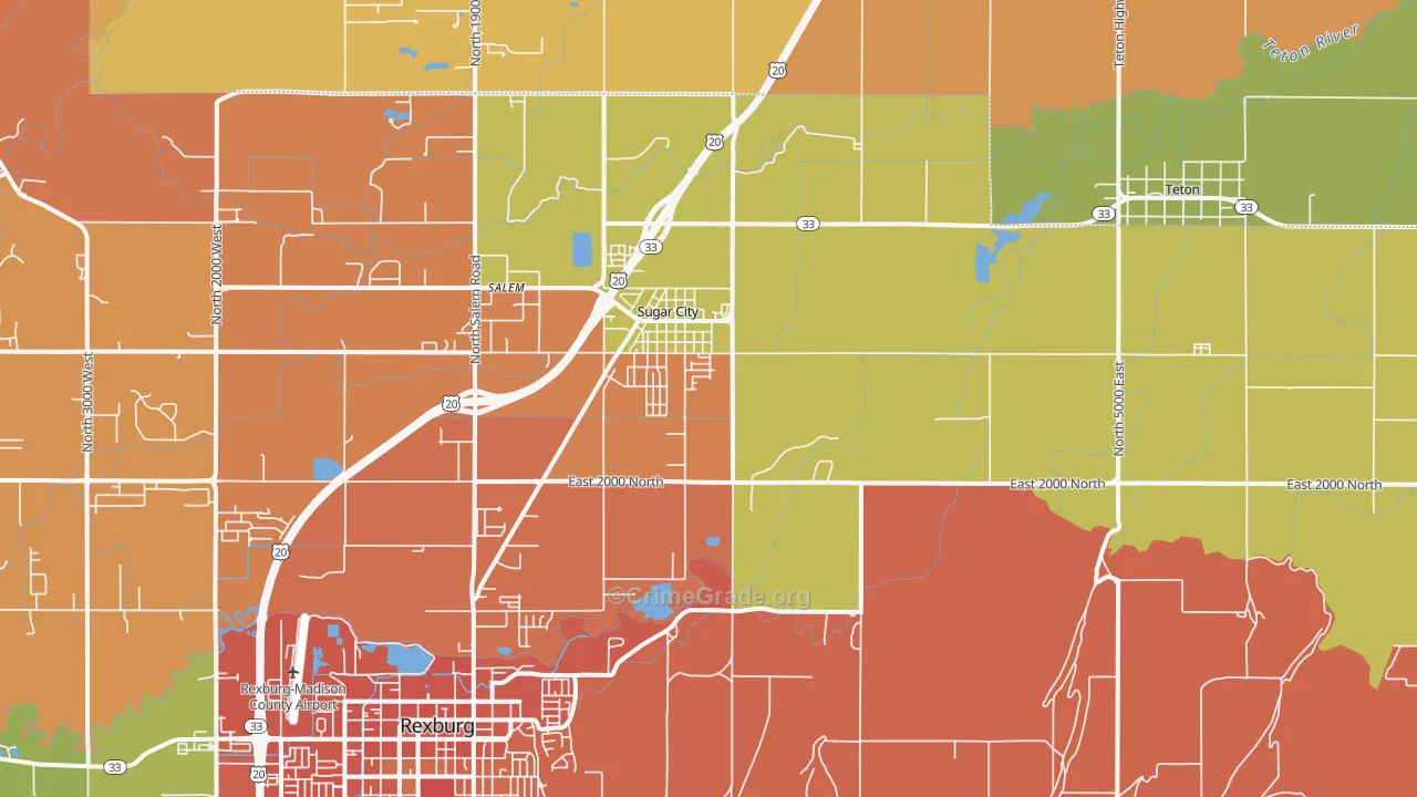 Sugar City, ID Map of Assault Rates