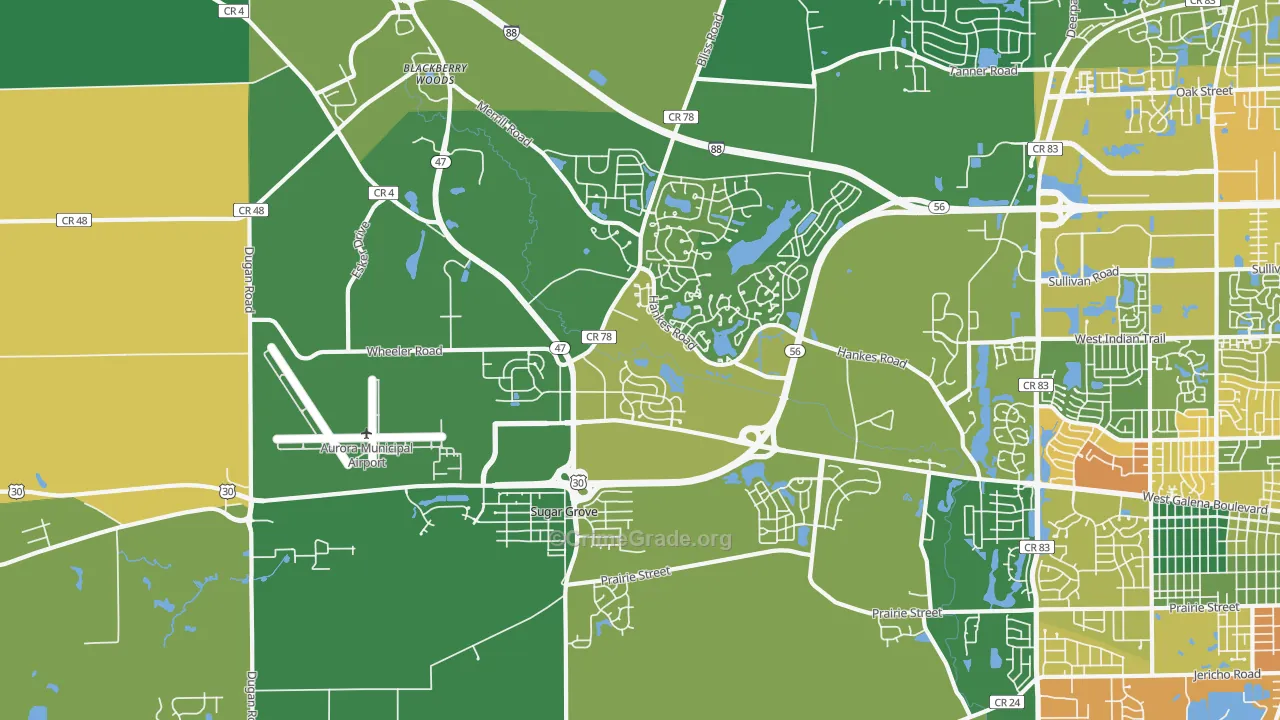 Sugar Grove, IL Map of Assault Rates