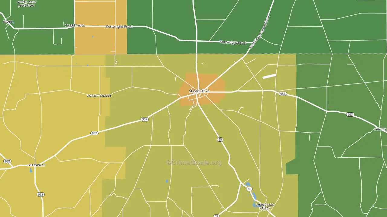 Sugar Grove, PA Map of Assault Rates