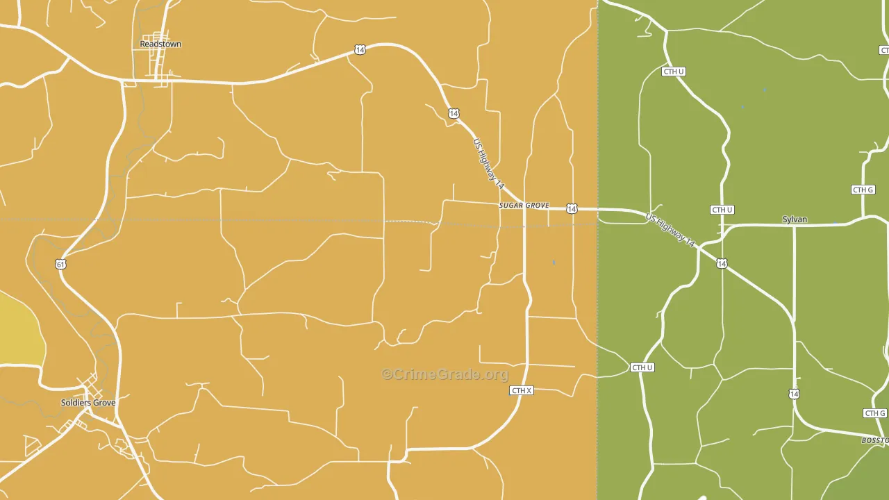 Sugar Grove, WI Map of Assault Rates