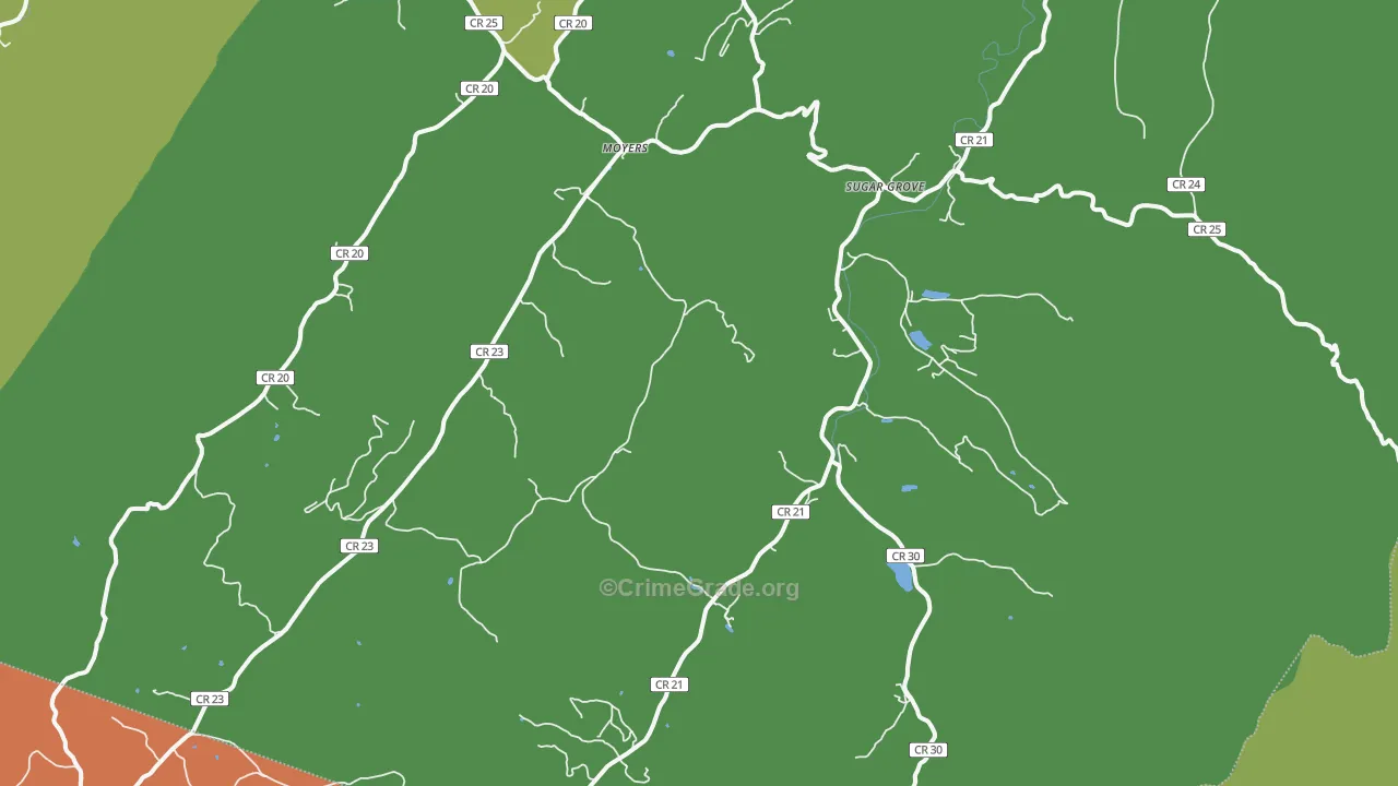 Sugar Grove, WV Map of Assault Rates
