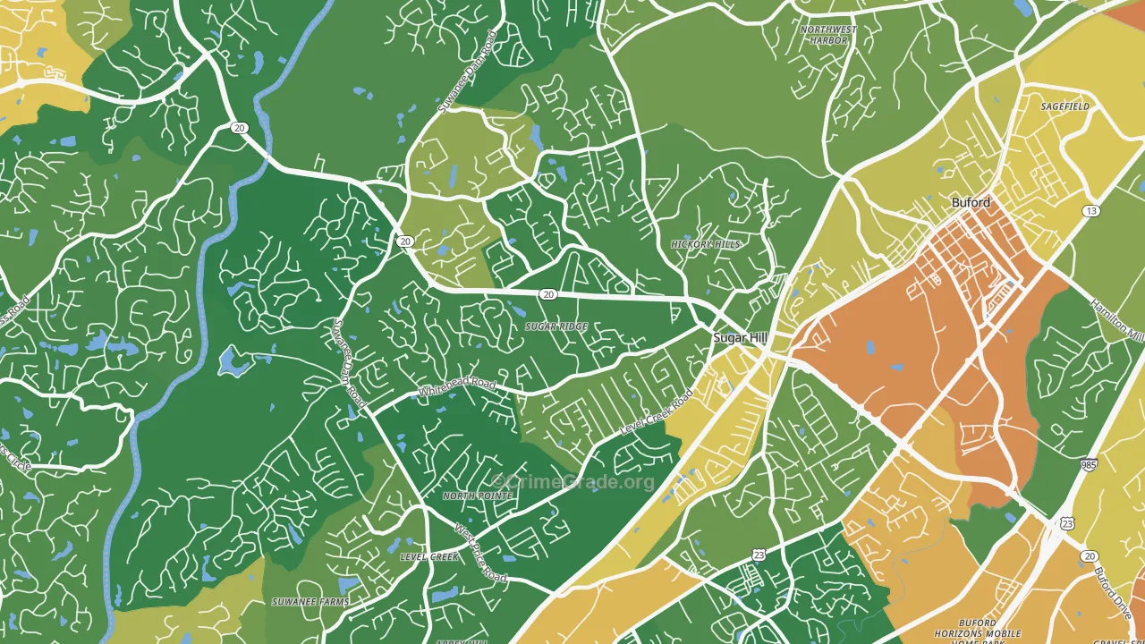 Sugar Hill, GA Map of Assault Rates